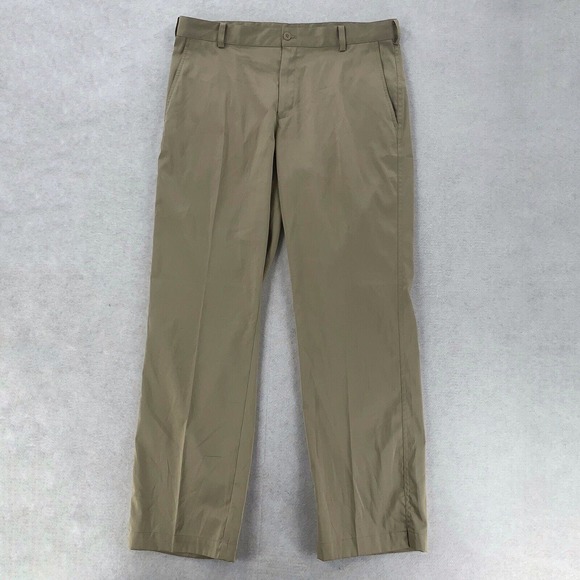 Nike Golf Dry Fit Chino Flat Front‎ Pants Beige Khaki Mens Size 35X32 - Picture 1 of 8